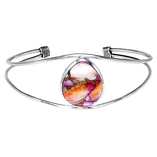 Premium Kingman Orange Dahlia Turquoise Cuff Bangle Bracelet B-1013 30-EB10266