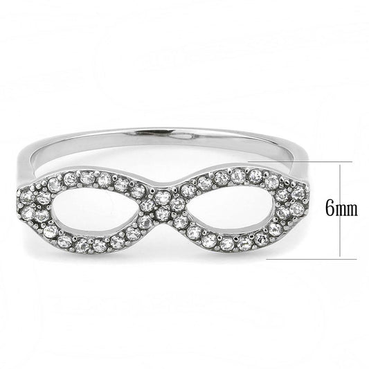 DA315 - No Plating Stainless Steel Ring with AAA Grade CZ in Clear