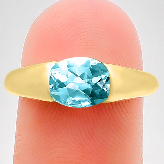 18K Gold Over Brass Natural Gemstones Oval Shape Ring Size (5-8) TGR1005 RM-1743