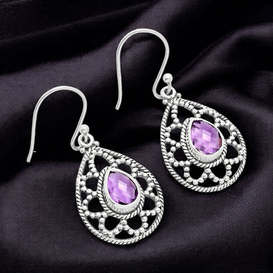 Natural Gemstones Pear Shape 925 Sterling Silver Earrings Jewelry E-1251 AGE1010