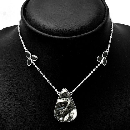 Mexican Cabbing Fossil & Black Onyx Necklace N-1002 SDN1639