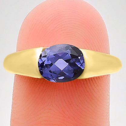 18K Gold Over Brass Natural Gemstones Oval Shape Ring Size (5-8) TGR1005 RM-1743